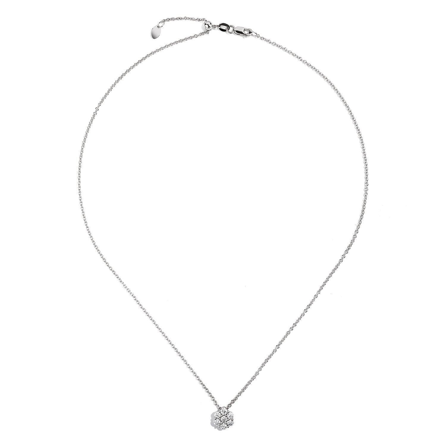 Sabel Collection 18K White Gold Diamond Cluster Pendant Necklace